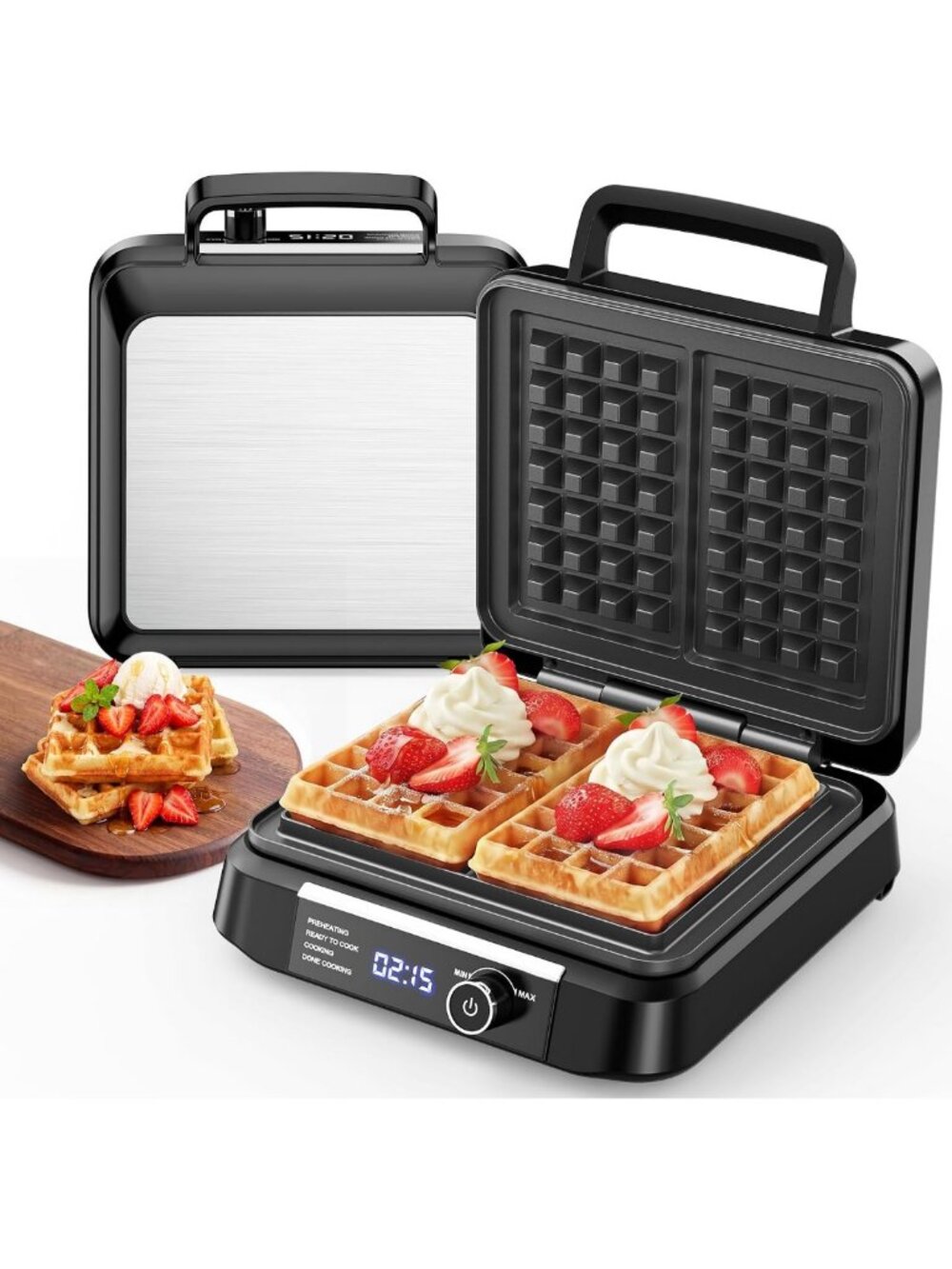 Smart Waffle Maker with 8 Browning Levels & Digital Timer - Perfect Breakfast